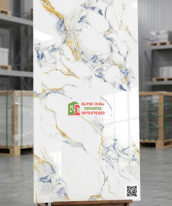 Gạch 60×120 bóng kính vân đá cẩm thạch trắng vàng đồng xanh dương