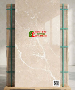 Gạch ấn độ 60×120 màu vàng kem vân đá trắng bóng kính