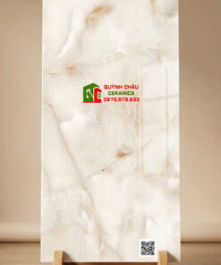 Gạch lát nền ấn độ 60×120 bóng kính kem vân đá Onyx sang trọng