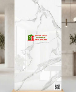 Gạch lát nền ấn độ 60×120 bóng kính trắng khói Marble sang trọng