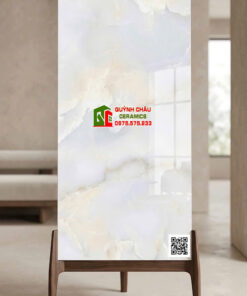 Gạch lát nền ấn độ 60×120 bóng kính vân đá Onyx trắng ngọc sang trọng