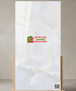 Gạch lát nền ấn độ 60×120 Onyx vân đá xám xanh nhạt bóng kính