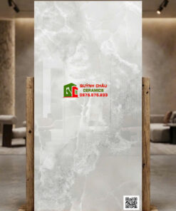 Gạch lát nền ấn độ 60×120 Onyx vân đá xanh xám nhạt bóng kính