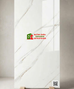 Gạch lát nền ấn độ 60×120 trắng vân đá vàng bóng kính