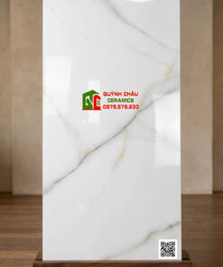 Gạch lát nền ấn độ 60×120 trắng vân vàng xám bóng kính