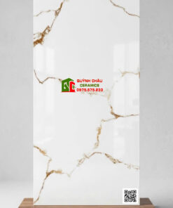 Gạch ốp lát 60×120 bóng kính trắng vân vàng sang trọng