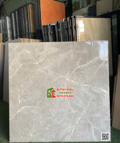 Gạch lát nền 100×100 ấn độ bóng kiếng Marble xám vân trắng