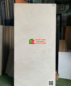 Gạch lát nền 80×160 kem vân đá mờ Carving ấn độ