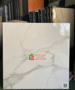 Gạch lát nền ấn độ 100×100 Marble trắng vân xám bóng kiếng
