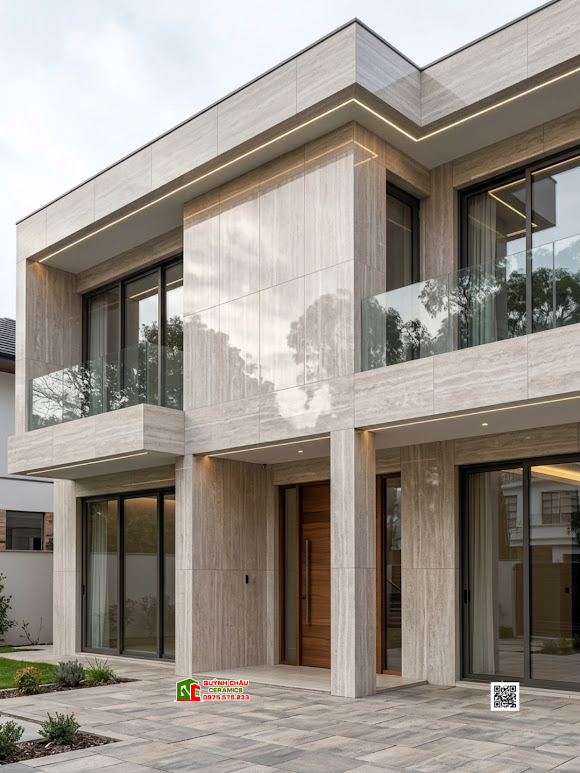 Gạch Travertine 60×120 bóng kiếng vân đá xám nhạt Gạch Travertine 60×120 bóng kiếng vân đá xám nhạt