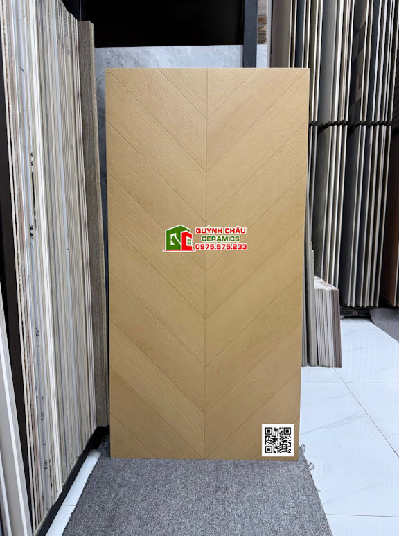 Gạch 60x120 giả gỗ xương cá lát phòng khách đẹp