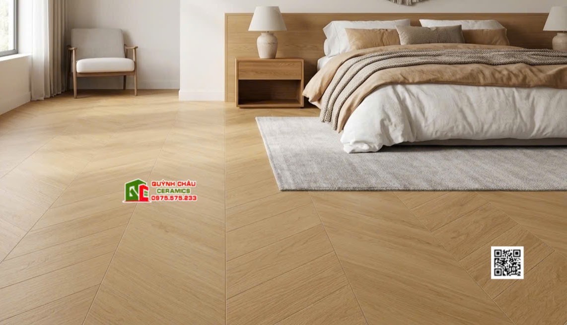 Gạch 60×120 giả gỗ xương cá lát phòng khách đẹp Gạch 60×120 giả gỗ xương cá lát phòng khách đẹp