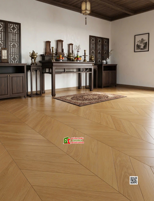 Gạch lát nền giả gỗ vân xương cá màu vàng 60x120cm Gạch lát nền giả gỗ vân xương cá màu vàng 60x120cm