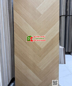 Gạch 60×120 vân giả gỗ xương cá màu gỗ sồi vàng nâu nhạt