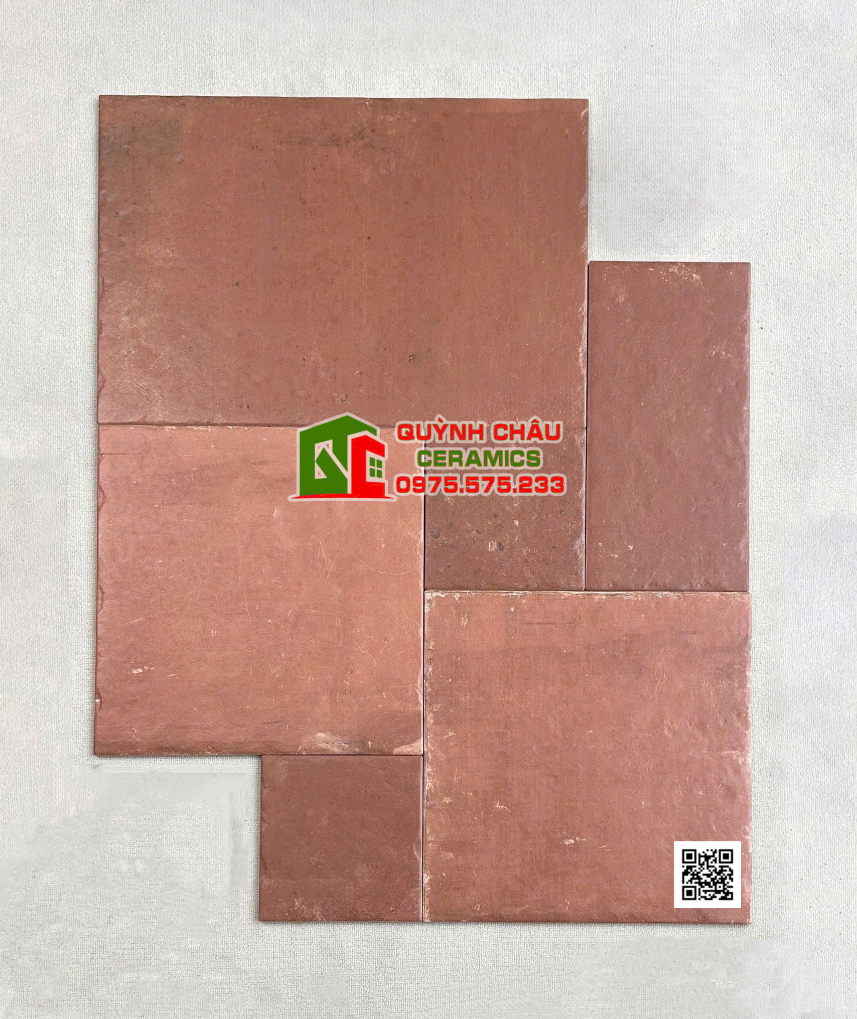 Gạch giả cổ Castle mix size màu hiệu ứng nâu đỏ