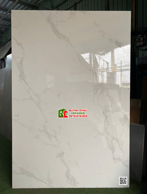 Gạch lát nền 120x180 ấn độ đá trắng vân mây bóng kiếng