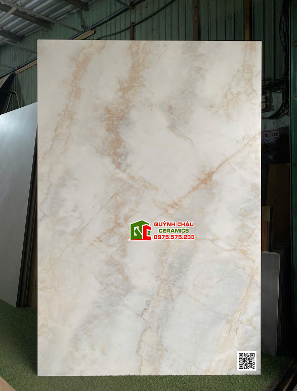 Gạch lát nền 120x180 Baby Skin mờ mịn trắng kem vân đá