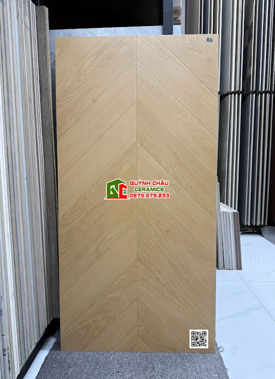 Gạch lát nền giả gỗ vân xương cá màu vàng 60x120cm