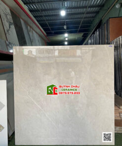 Gạch lát nền vân đá đối vân 120×120 Á Mỹ xám bóng kiếng