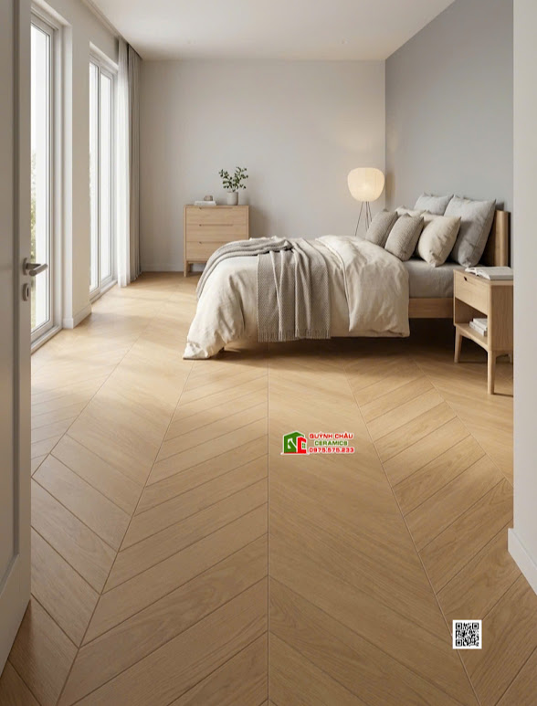 Gạch lát nền giả gỗ vân xương cá màu vàng 60x120cm Gạch lát nền giả gỗ vân xương cá màu vàng 60x120cm