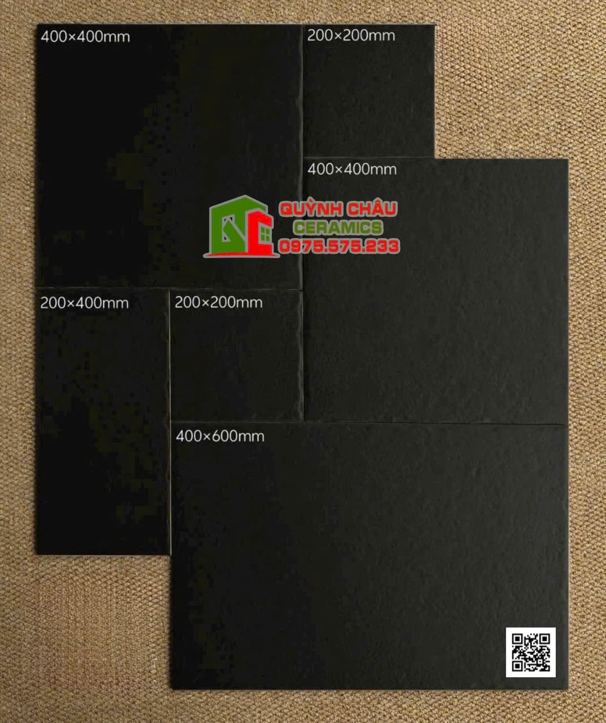 Gạch Modul giả cổ ghép kích thước màu đen mờ