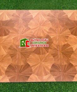 Gạch 60×120 lát phòng thờ họa tiết lá sen vân gỗ