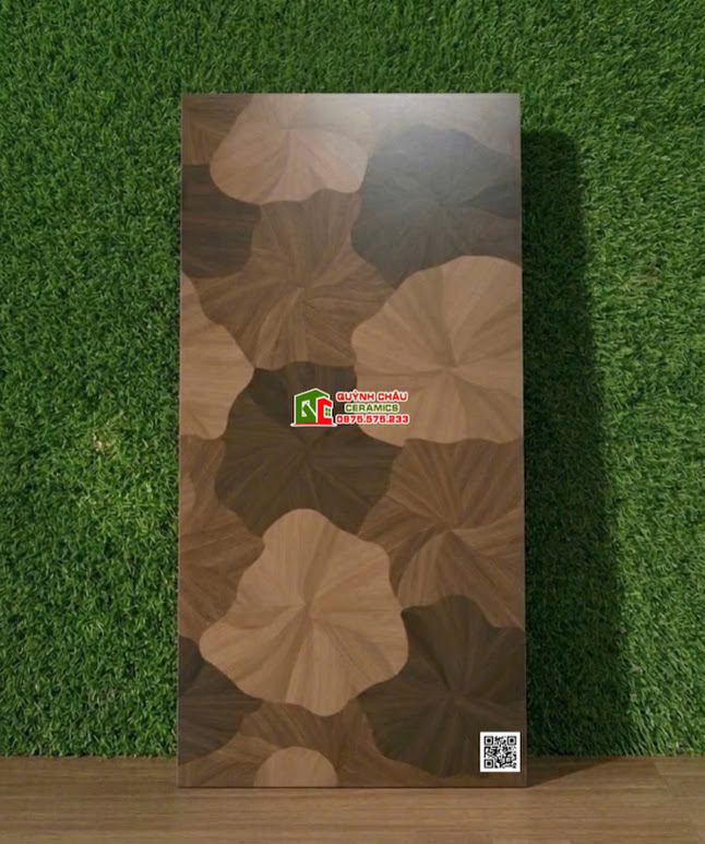 Gạch lát nền họa tiết lá sen đậm vân gỗ 60x120cm