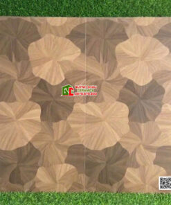 Gạch lát nền họa tiết lá sen màu nâu vân gỗ 60x120cm