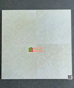 Gạch bông 40×40 hoa văn giả cổ màu kem trắng