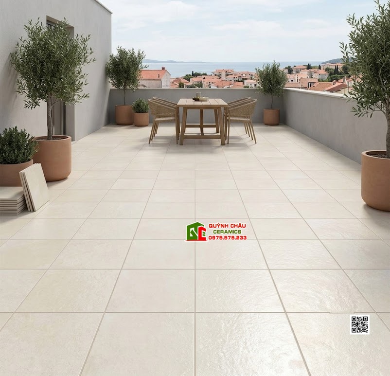 Gạch lát giả cổ 40×40 đá mờ kem hiệu ứng Gạch lát giả cổ 40×40 đá mờ kem hiệu ứng