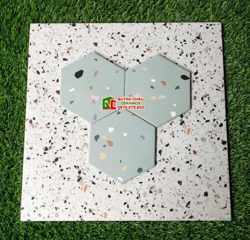 Mẫu gạch terrazzo lục giác trang trí 200x230mm Mẫu gạch terrazzo lục giác trang trí 200x230mm