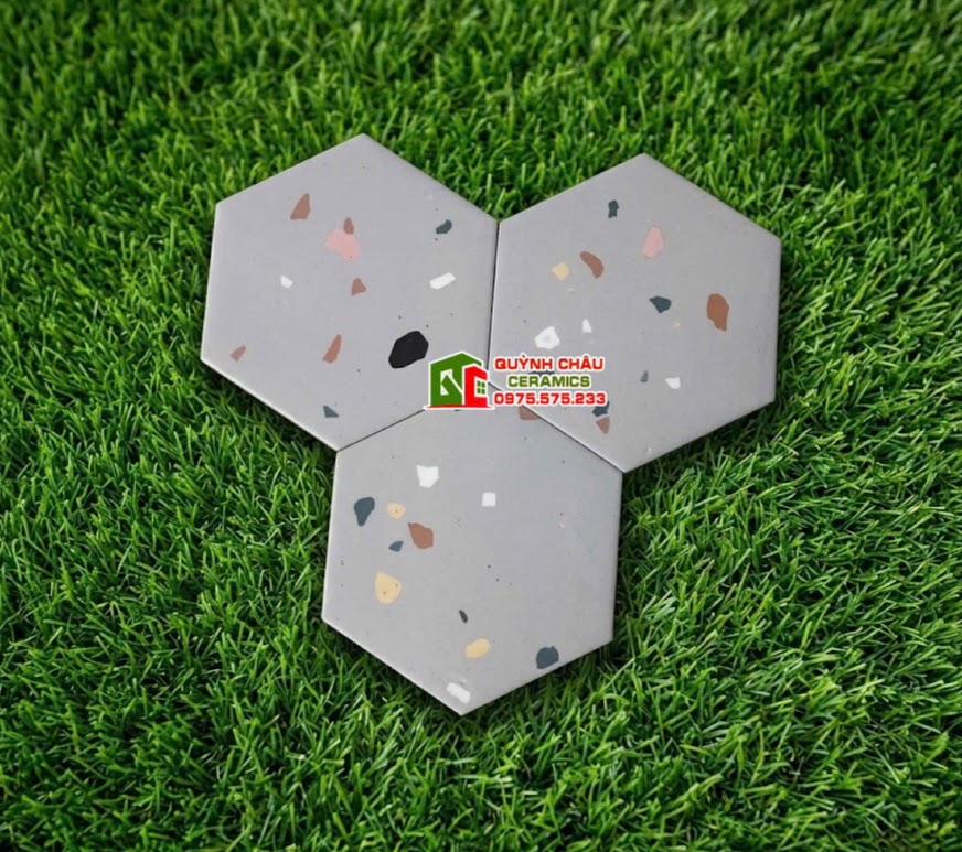 Mẫu gạch terrazzo lục giác trang trí 200x230mm Mẫu gạch terrazzo lục giác trang trí 200x230mm
