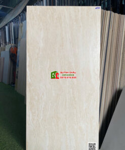 Gạch 60×120 Travertine xương đá granite bề mặt mờ màu kem