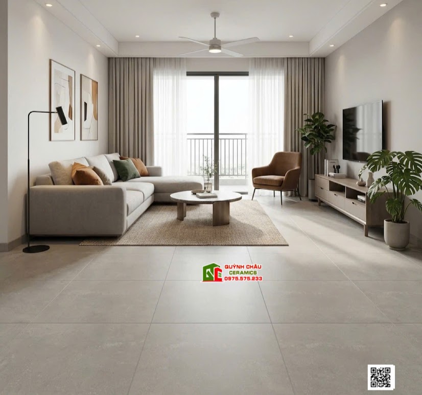 Gạch lát nền hoàng gia 80×80 hiệu ứng lappato màu xi măng Gạch lát nền hoàng gia 80×80 hiệu ứng lappato màu xi măng