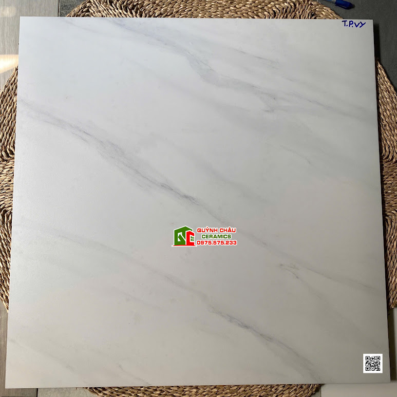 Gạch lát nền Việt Ý 80×80 đá Marble trắng mờ vân xám Gạch lát nền Việt Ý 80×80 đá Marble trắng mờ vân xám