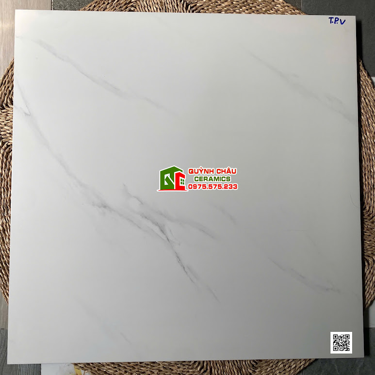 Gạch lát nền Viglacera 80×80 men mờ trắng vân mây xám Gạch lát nền Viglacera 80×80 men mờ trắng vân mây xám